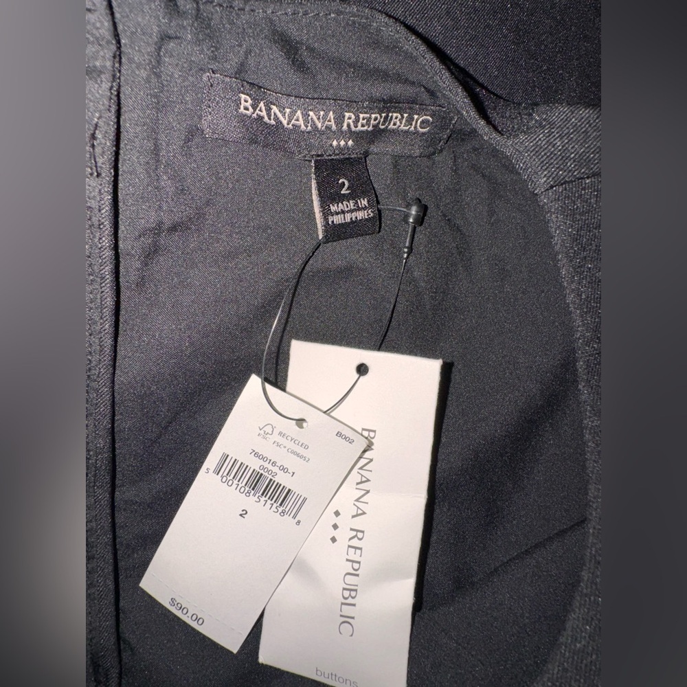 Banana Republic NWT Black Sculpted Blousant Waist Sleeveless Mini Dress Sz 2 - Picture 7 of 11